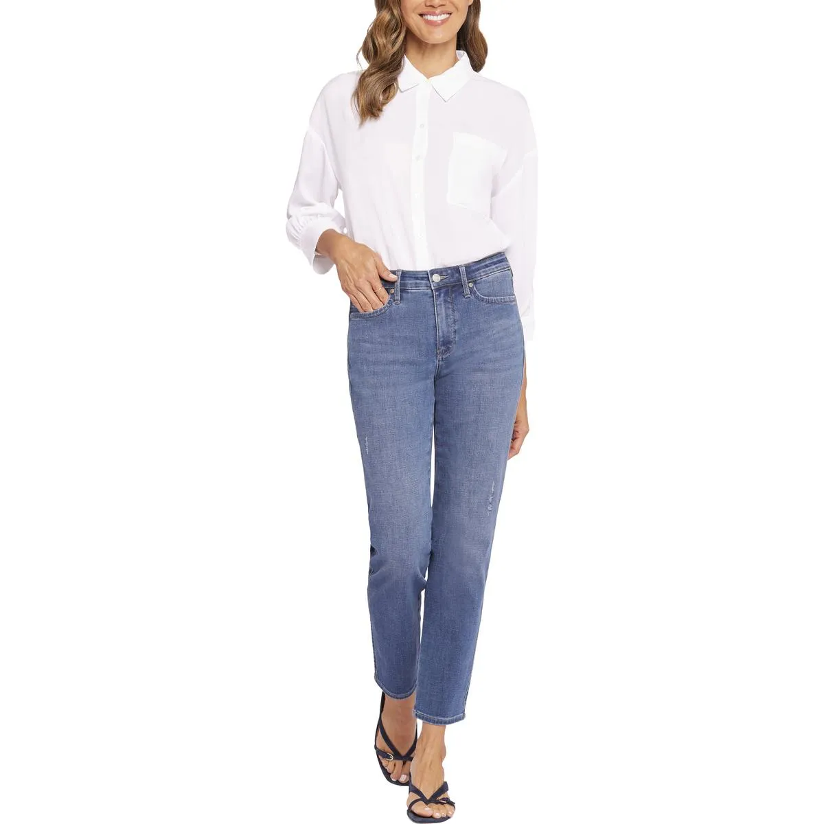 NYDJ Femmes Stella Jeans Tapered Leg en Denim Délavé