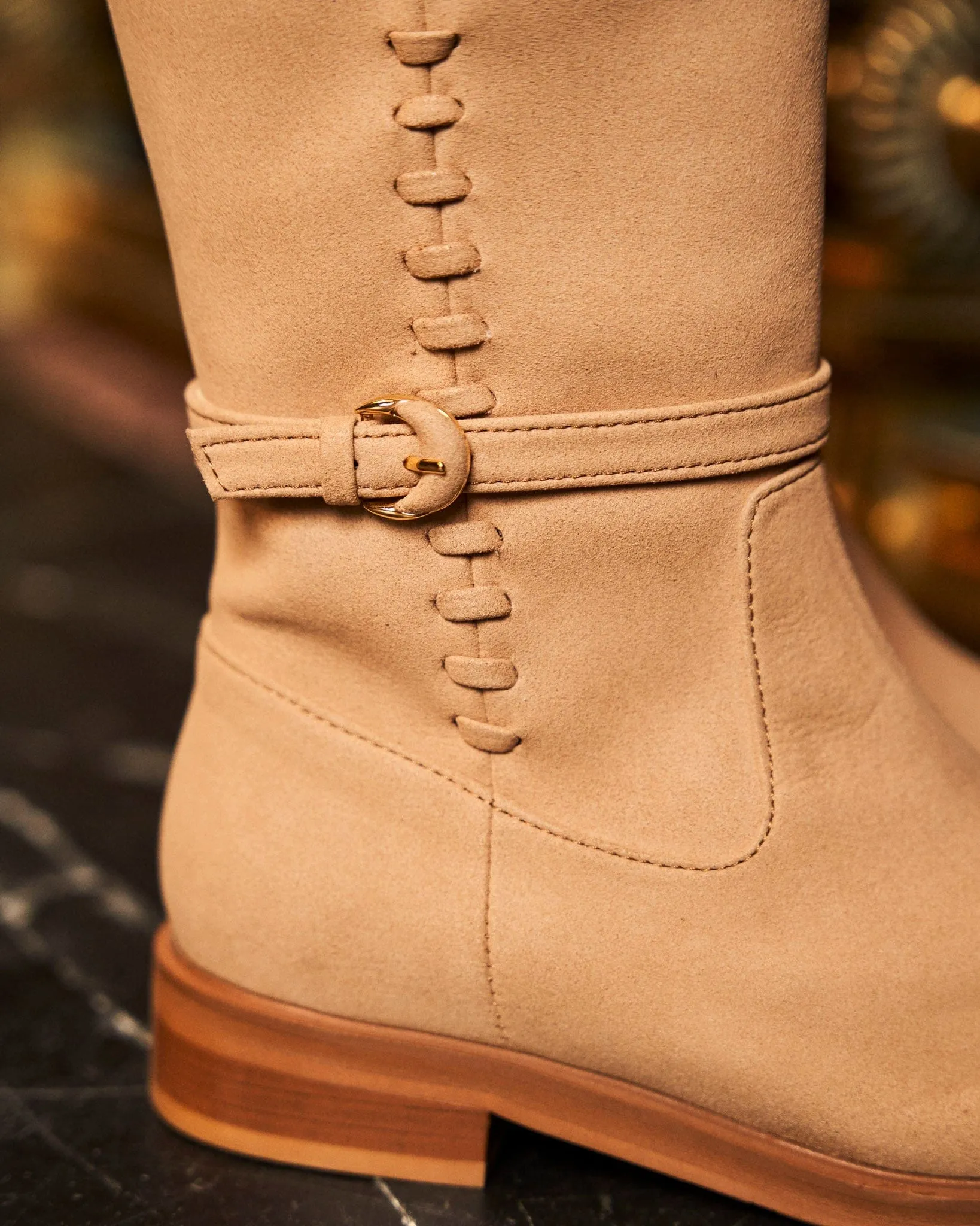 Bottes genou en daim végan Panacea | Café latte
