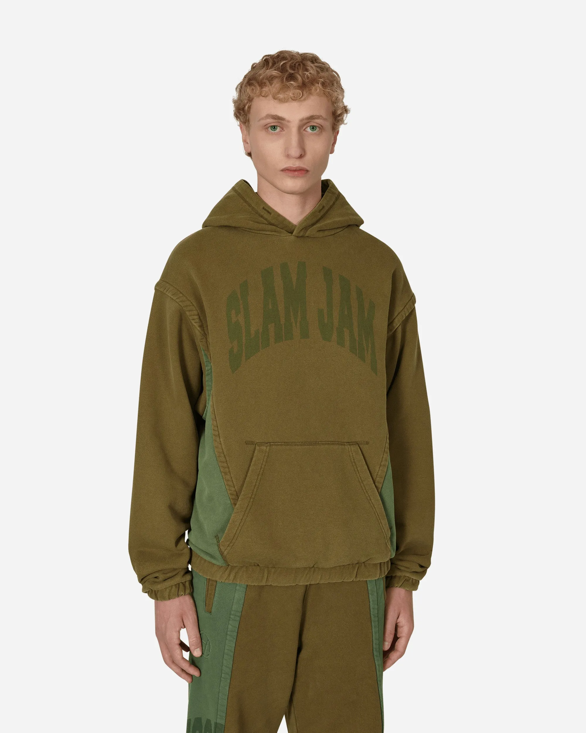 Sweat à capuche panaché Vert / Marron