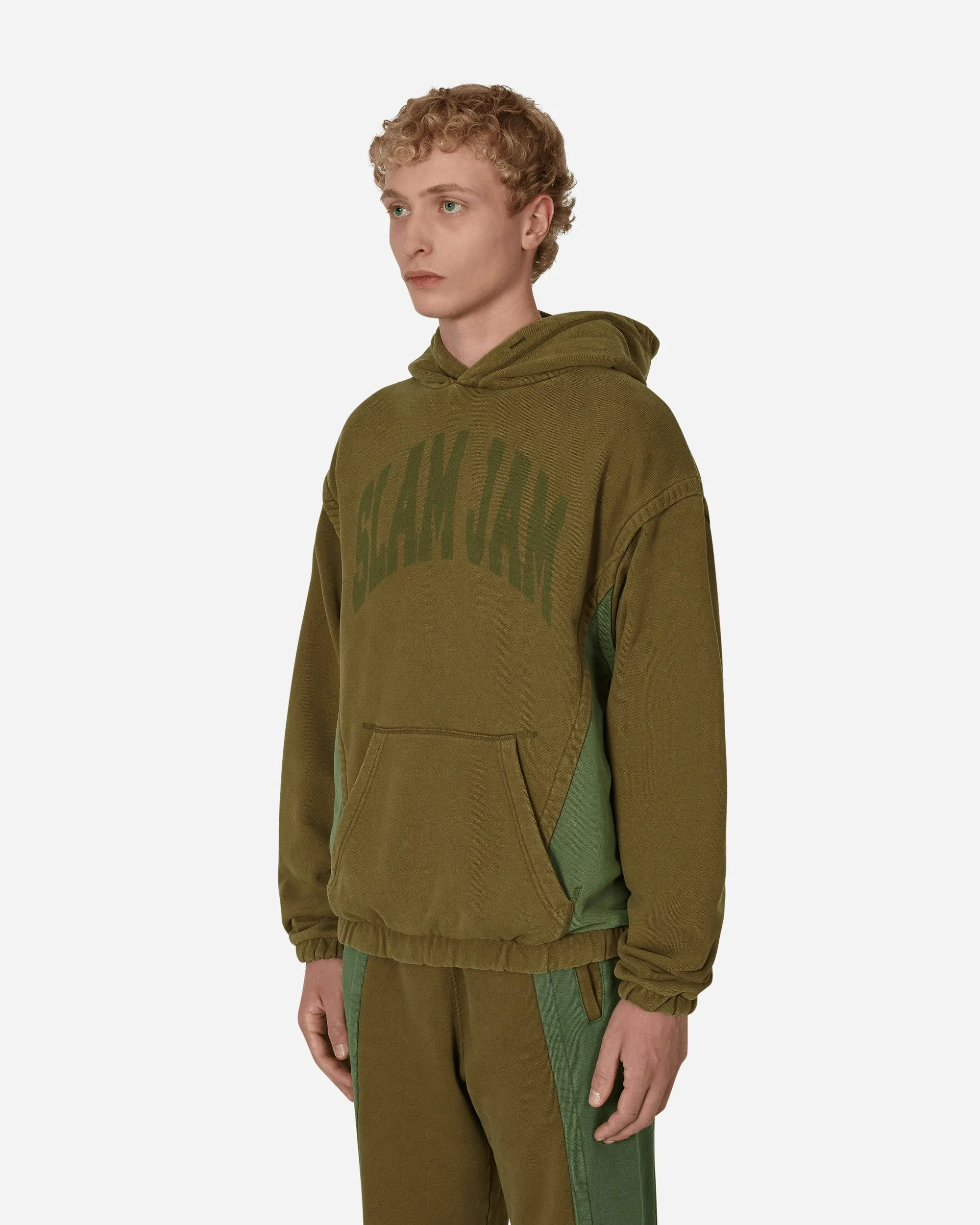 Sweat à capuche panaché Vert / Marron