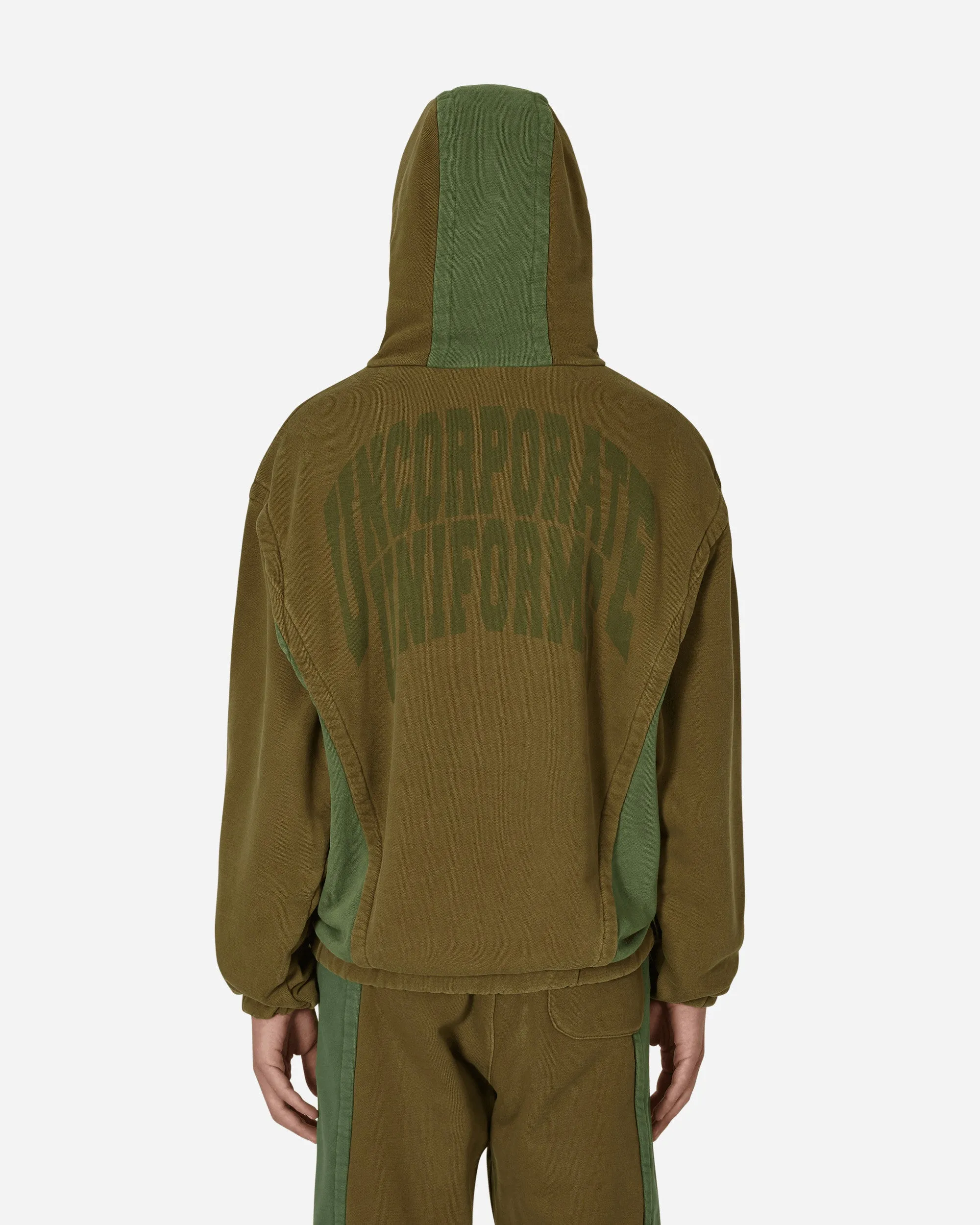 Sweat à capuche panaché Vert / Marron