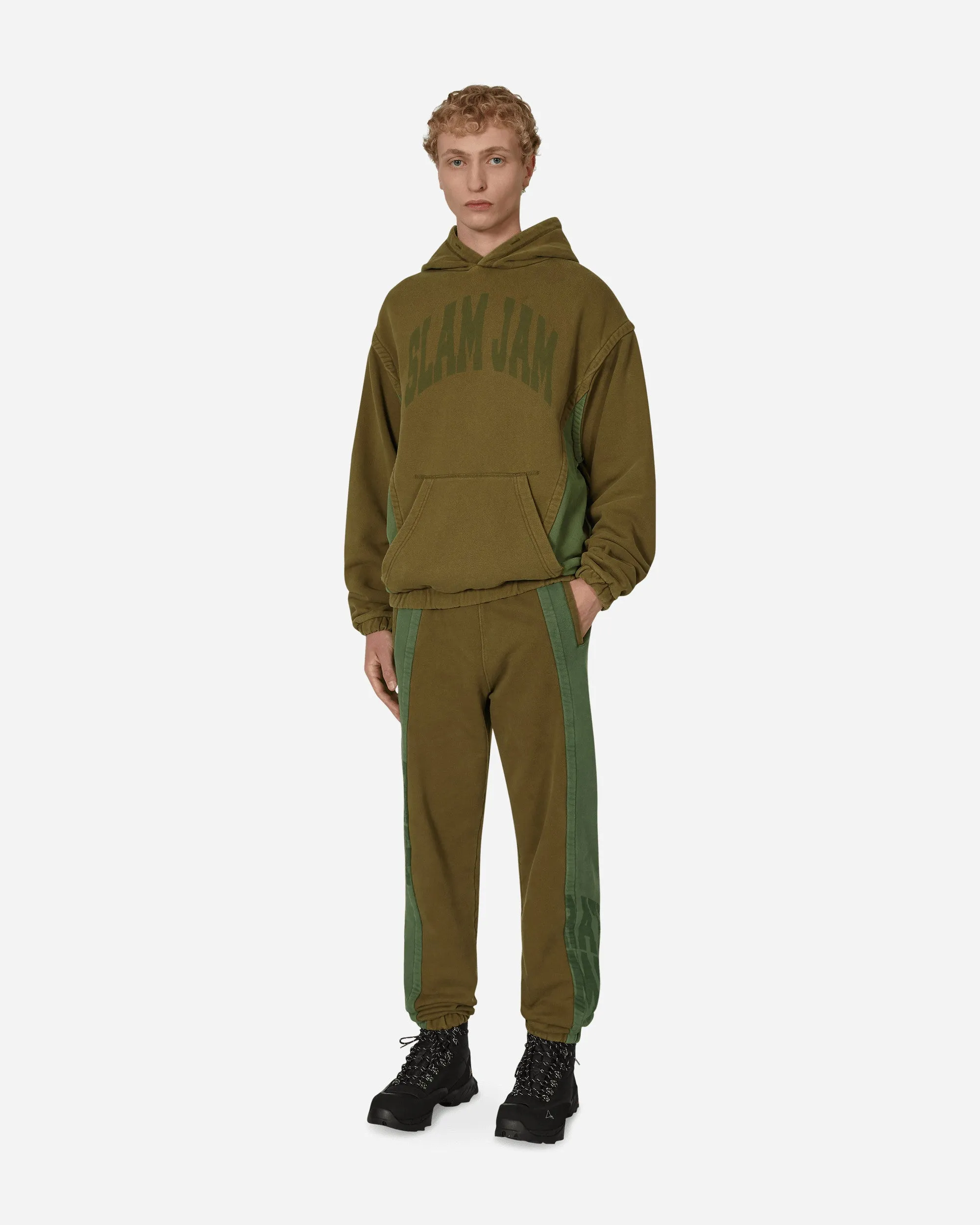 Sweat à capuche panaché Vert / Marron