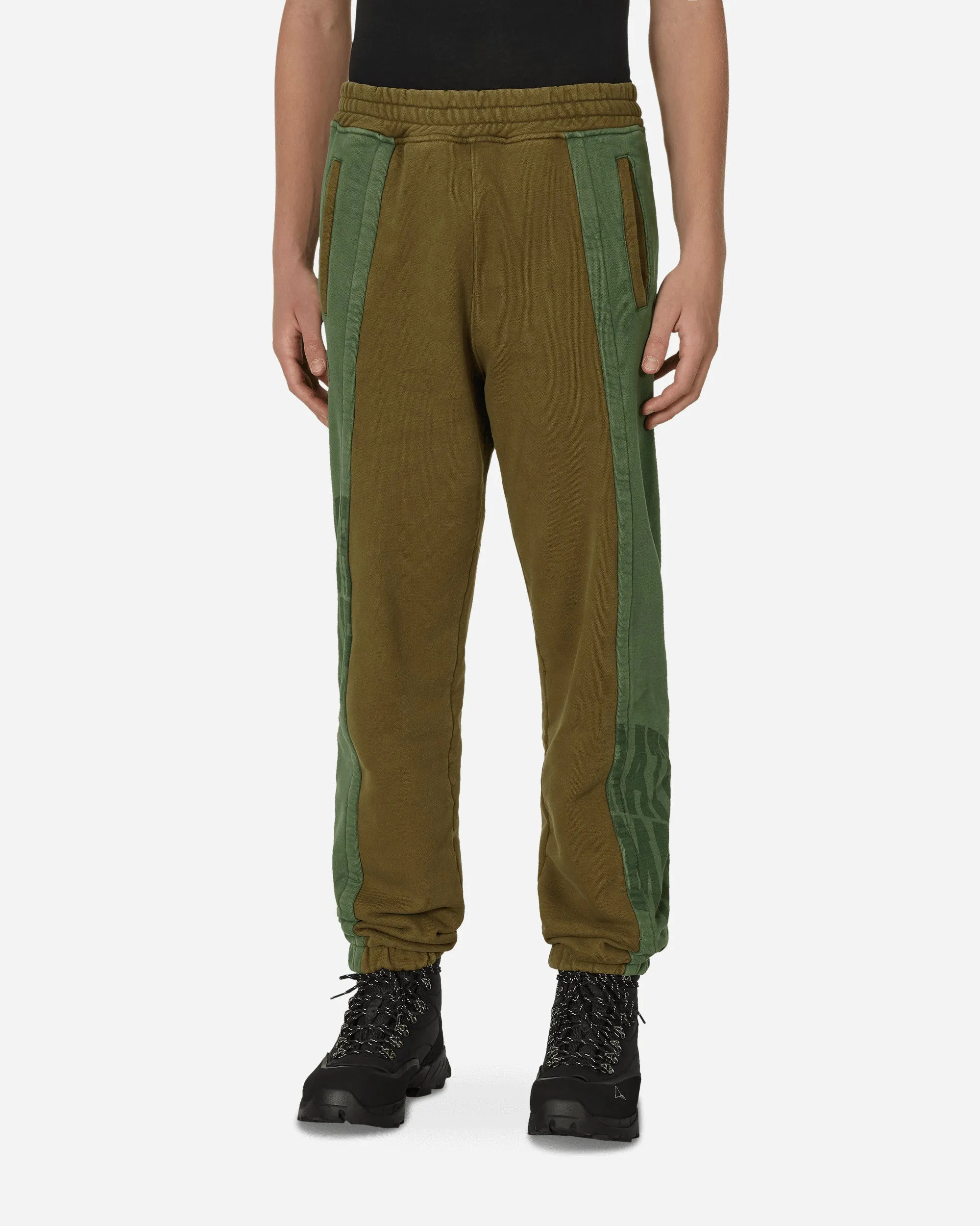 Pantalon de jogging à panneaux vert / marron