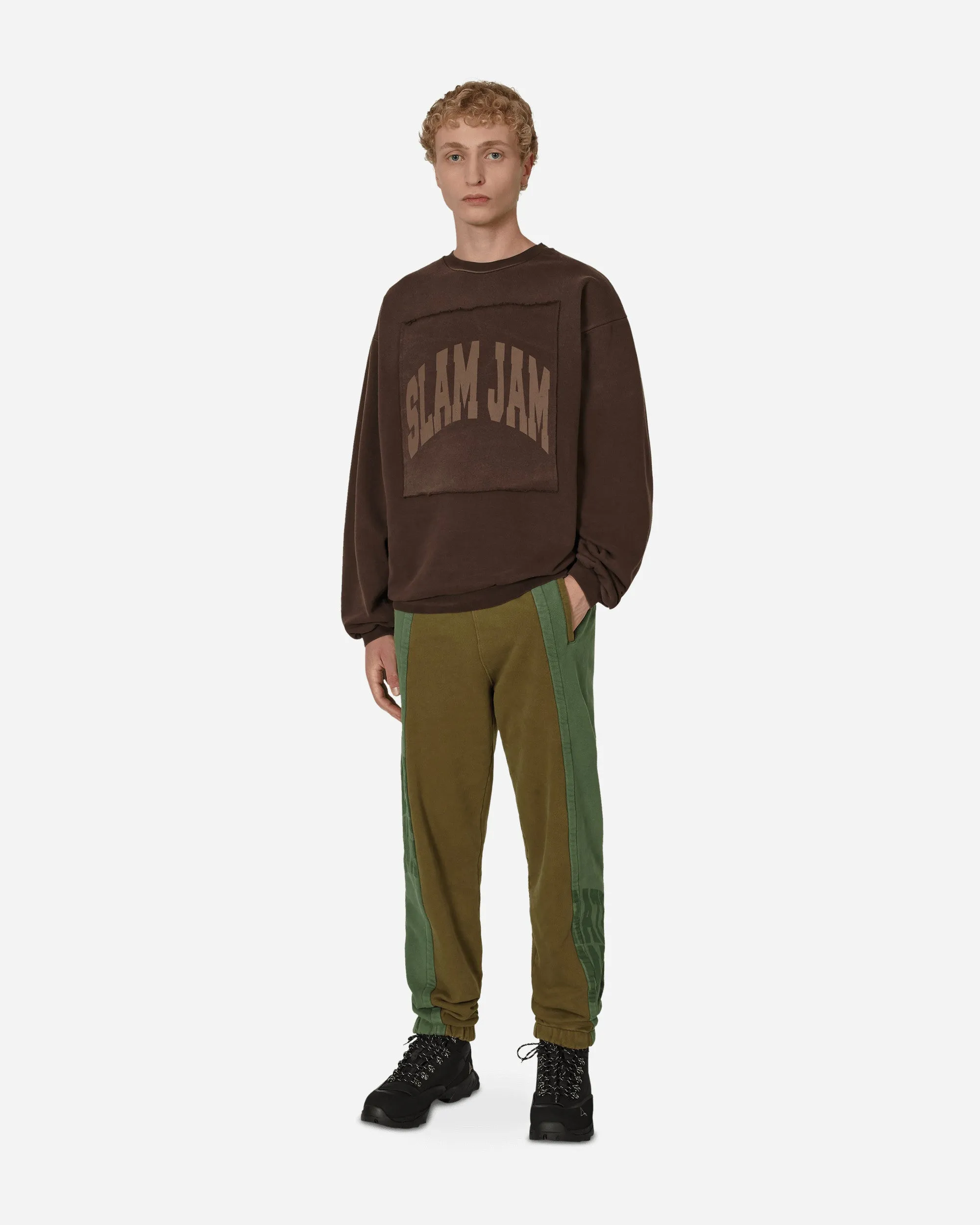 Pantalon de jogging à panneaux vert / marron