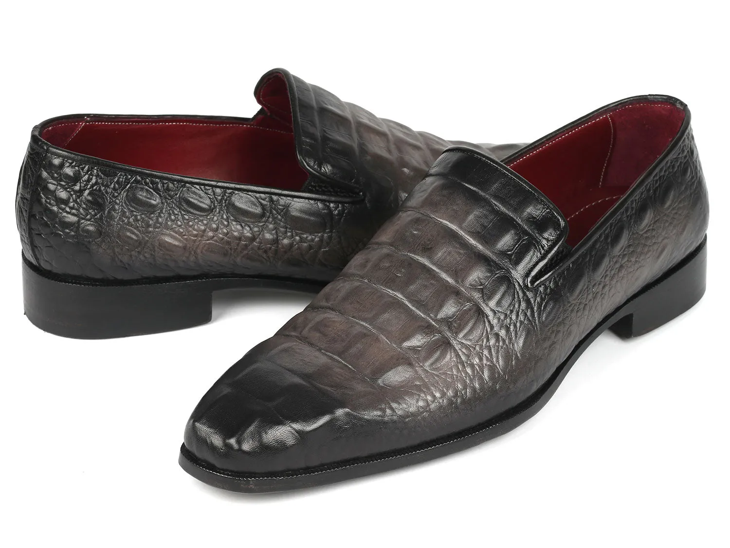 Paul Parkman Chaussures Paul Parkman Mocassins en veau gaufré crocodile gris