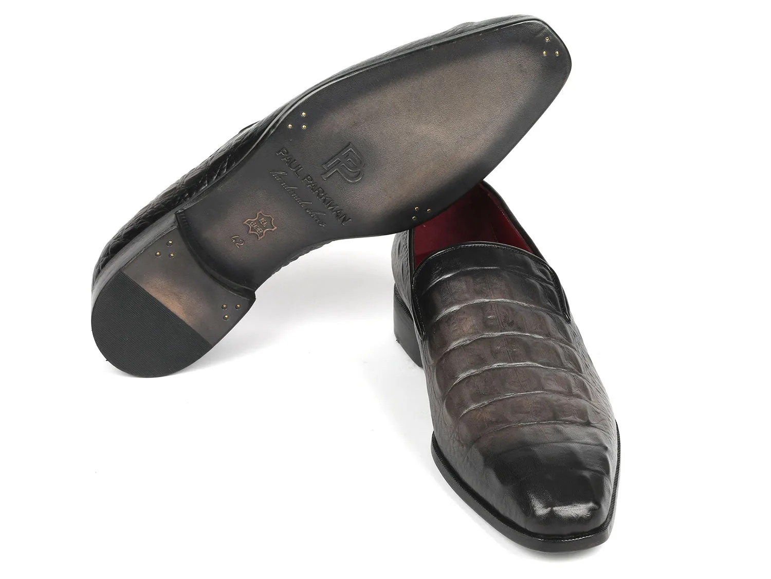 Paul Parkman Chaussures Paul Parkman Mocassins en veau gaufré crocodile gris