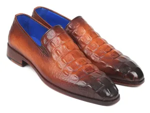 Paul Parkman Shoes Paul Parkman Gray Crocodile Embossed Calfskin Loafers
