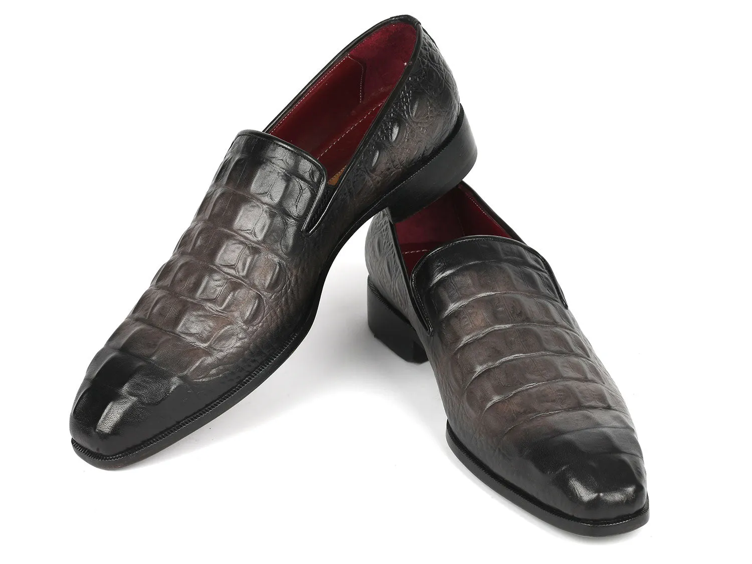 Paul Parkman Chaussures Paul Parkman Mocassins en veau gaufré crocodile gris