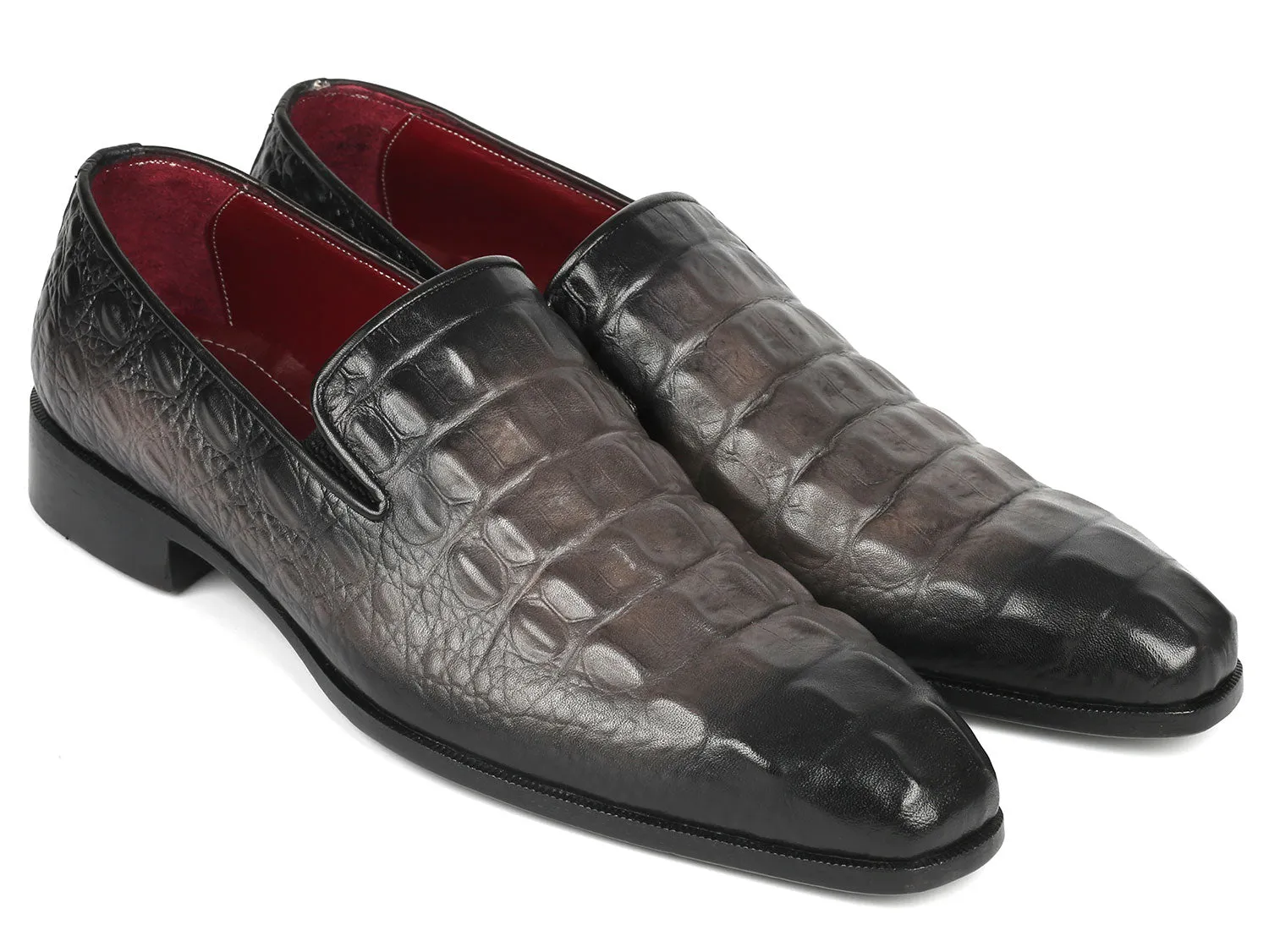 Paul Parkman Chaussures Paul Parkman Mocassins en veau gaufré crocodile gris