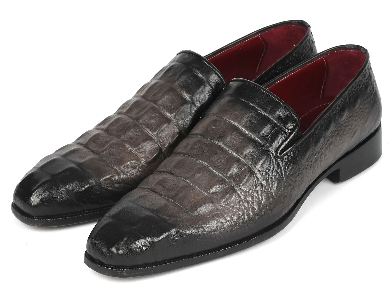 Paul Parkman Chaussures Paul Parkman Mocassins en veau gaufré crocodile gris