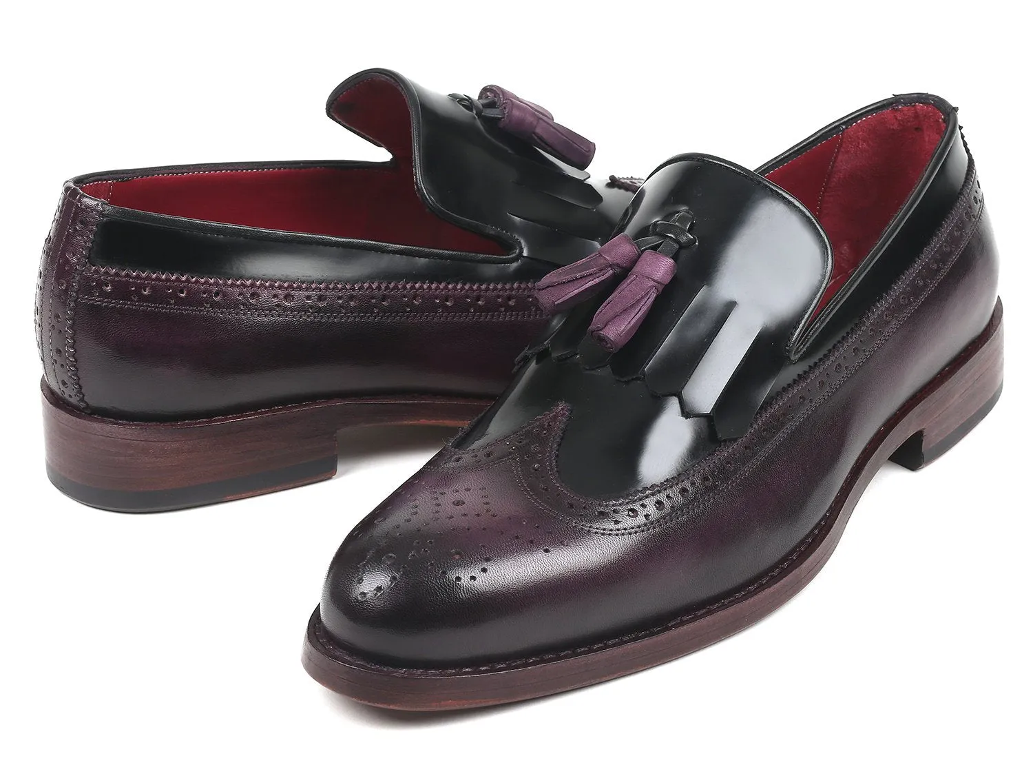 Paul Parkman Chaussures Paul Parkman Loafer à Franges et Pompons en Noir et Violet