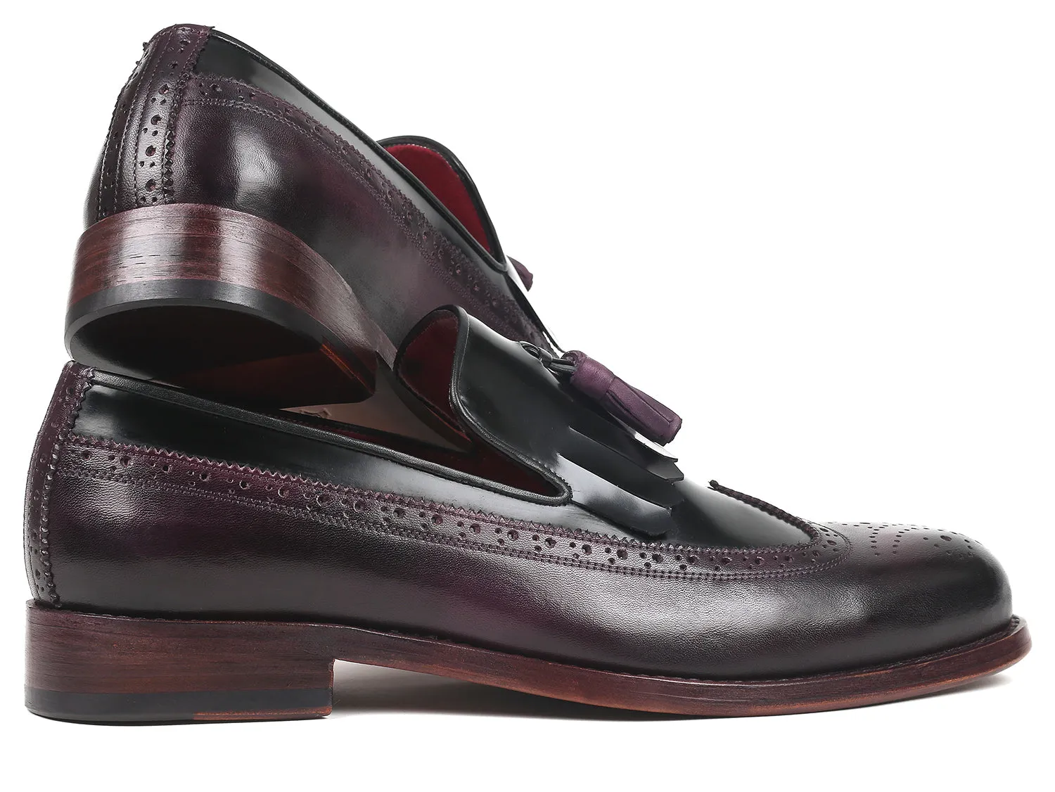 Paul Parkman Chaussures Paul Parkman Loafer à Franges et Pompons en Noir et Violet