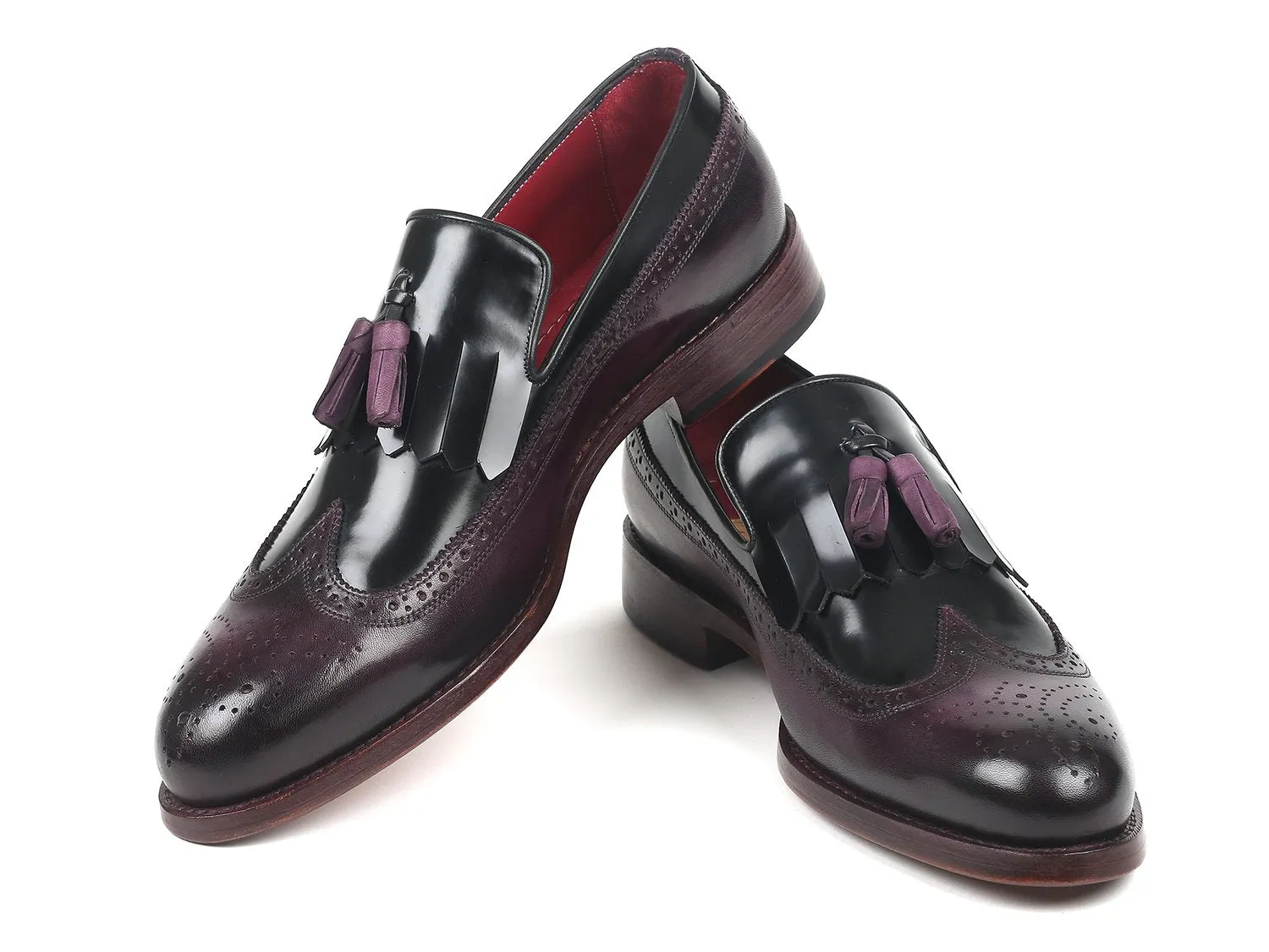 Paul Parkman Chaussures Paul Parkman Loafer à Franges et Pompons en Noir et Violet