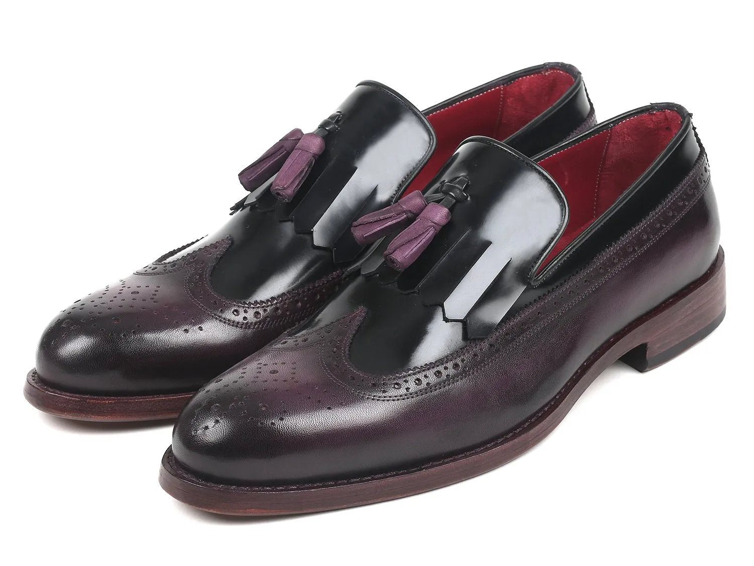 Paul Parkman Chaussures Paul Parkman Loafer à Franges et Pompons en Noir et Violet