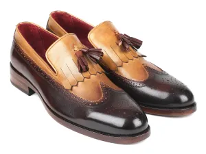 Paul Parkman Shoes Paul Parkman Kiltie Tassel Loafers in Beige & Brown