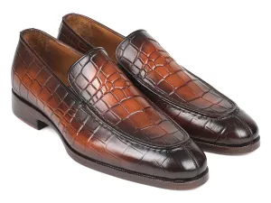 Paul Parkman Shoes Paul Parkman Men's Croco-Embossed Calfskin Loafers in Brown Burnished