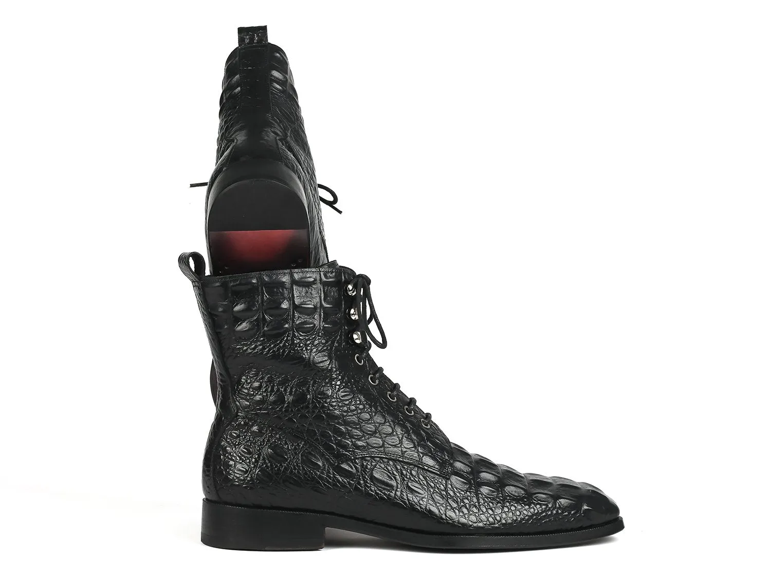 Paul Parkman Chaussures Bottes à Lacets en Cuir Imitation Croco pour Homme Paul Parkman en Noir