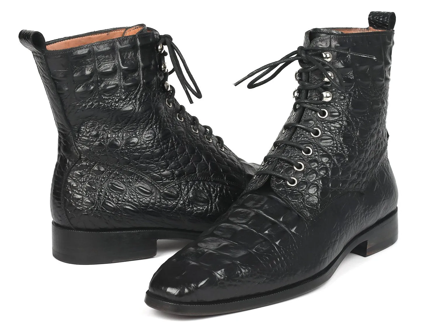 Paul Parkman Chaussures Bottes à Lacets en Cuir Imitation Croco pour Homme Paul Parkman en Noir
