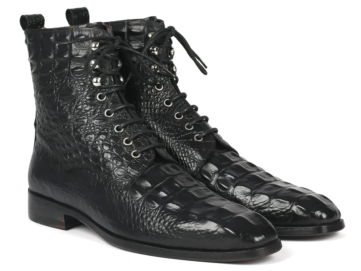 Paul Parkman Chaussures Bottes à Lacets en Cuir Imitation Croco pour Homme Paul Parkman en Noir