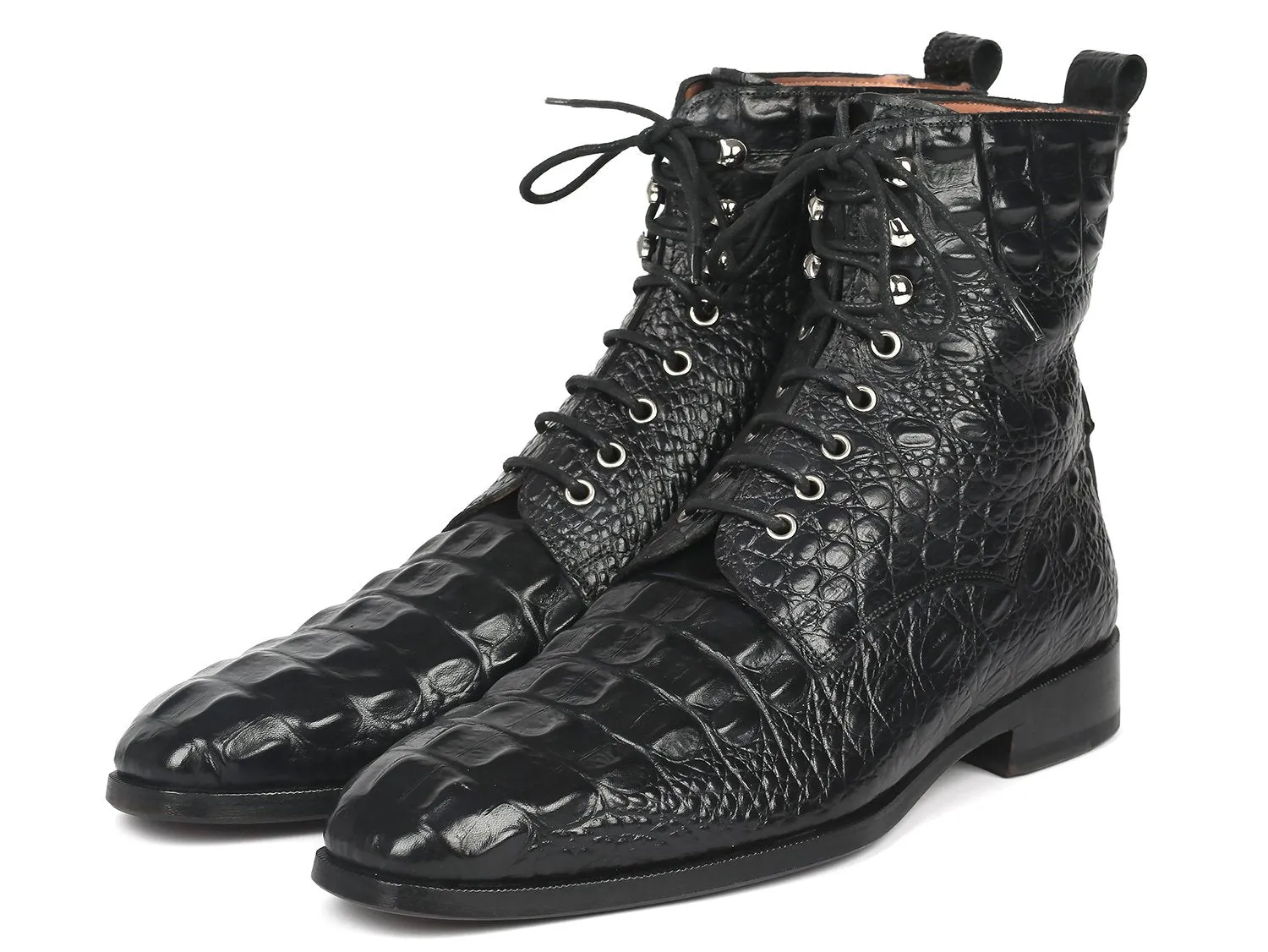 Paul Parkman Chaussures Bottes à Lacets en Cuir Imitation Croco pour Homme Paul Parkman en Noir