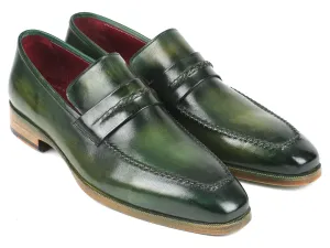 Paul Parkman Shoes Paul Parkman Men's Hand-Painted Leather Loafers in Green