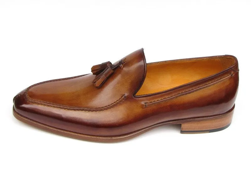 Paul Parkman Chaussures Paul Parkman Mocassins à Franges en Cuir Peint à la Main pour Homme en Camel et Marron