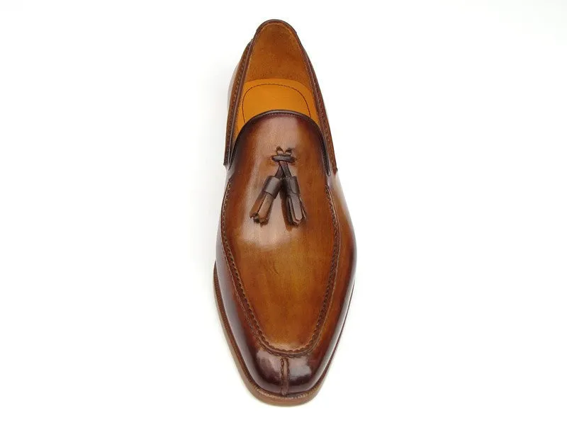 Paul Parkman Chaussures Paul Parkman Mocassins à Franges en Cuir Peint à la Main pour Homme en Camel et Marron