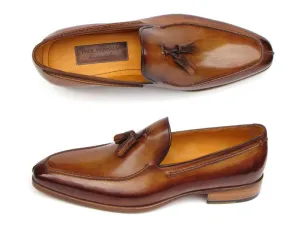 Paul Parkman Shoes Paul Parkman Men's Hand-Painted Leather Tassel Loafers in Camel & Brown