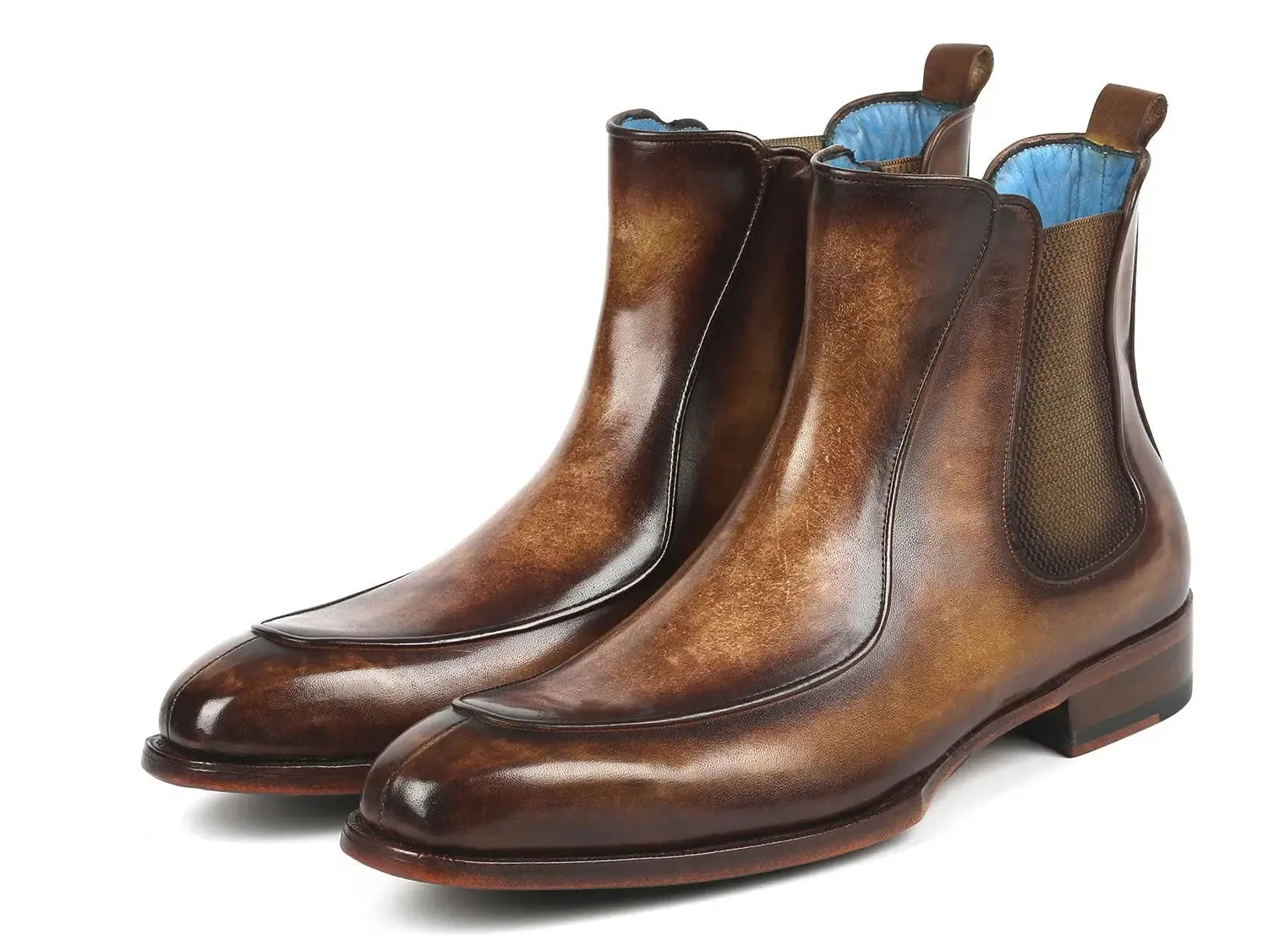 Paul Parkman Chaussures Bottes Chelsea pour Homme Peintes à la Main avec Goodyear Welted en Marron