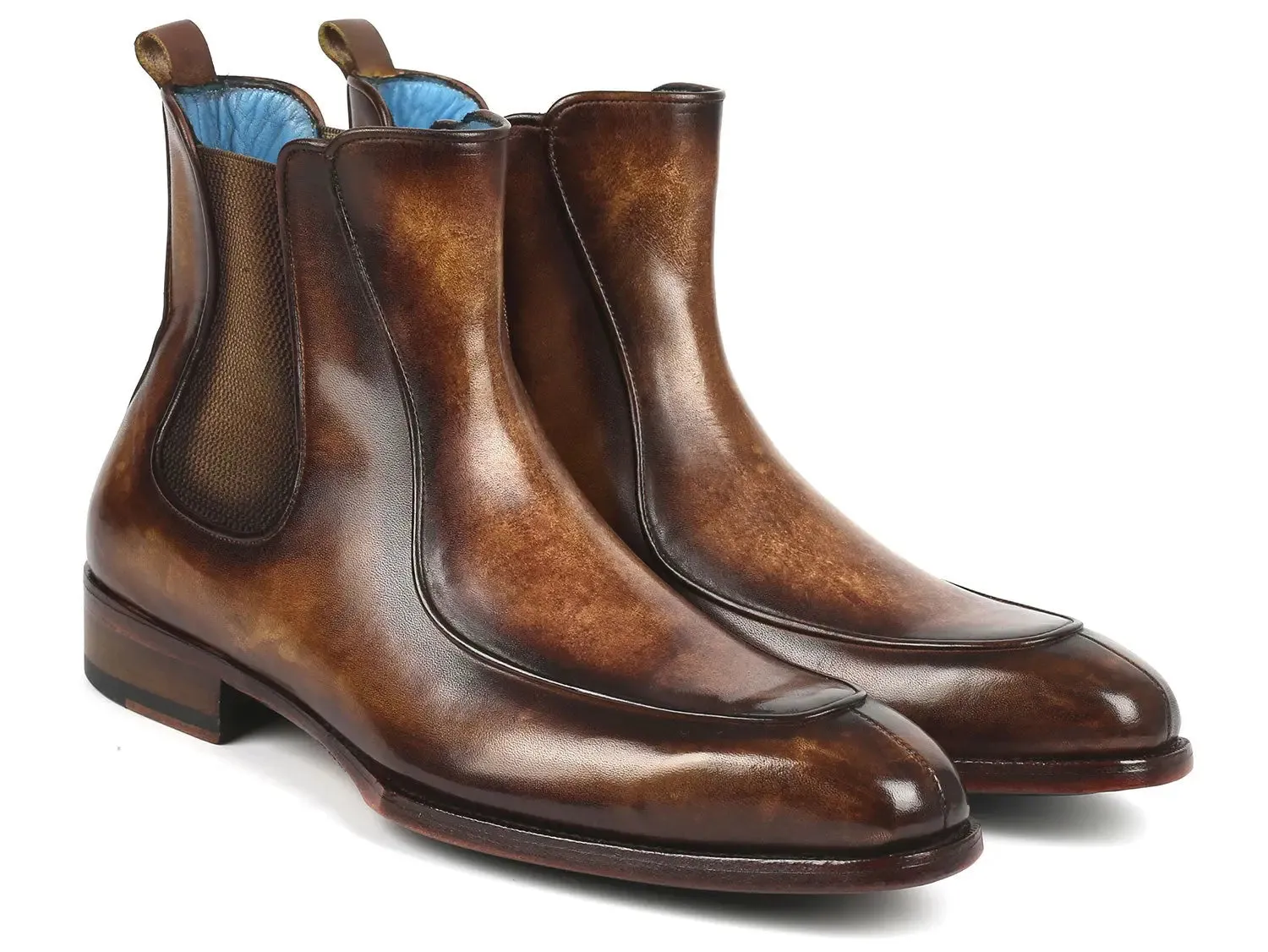 Paul Parkman Chaussures Bottes Chelsea pour Homme Peintes à la Main avec Goodyear Welted en Marron