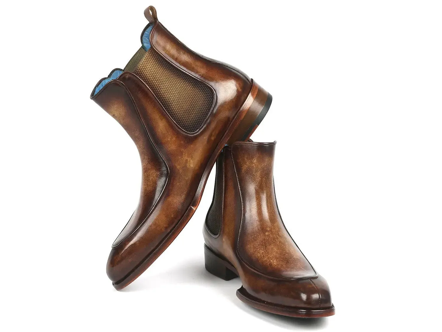 Paul Parkman Chaussures Bottes Chelsea pour Homme Peintes à la Main avec Goodyear Welted en Marron