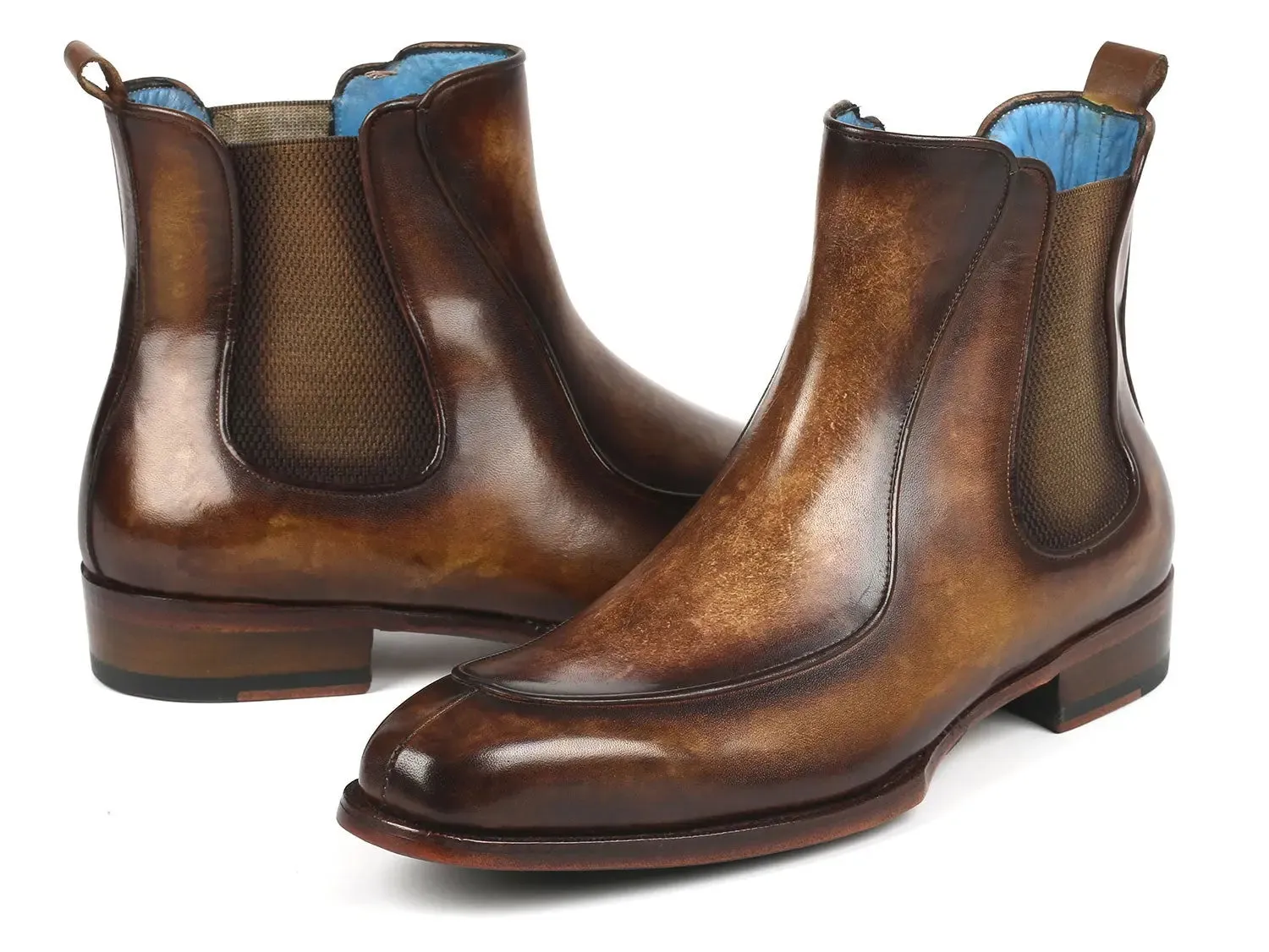 Paul Parkman Chaussures Bottes Chelsea pour Homme Peintes à la Main avec Goodyear Welted en Marron