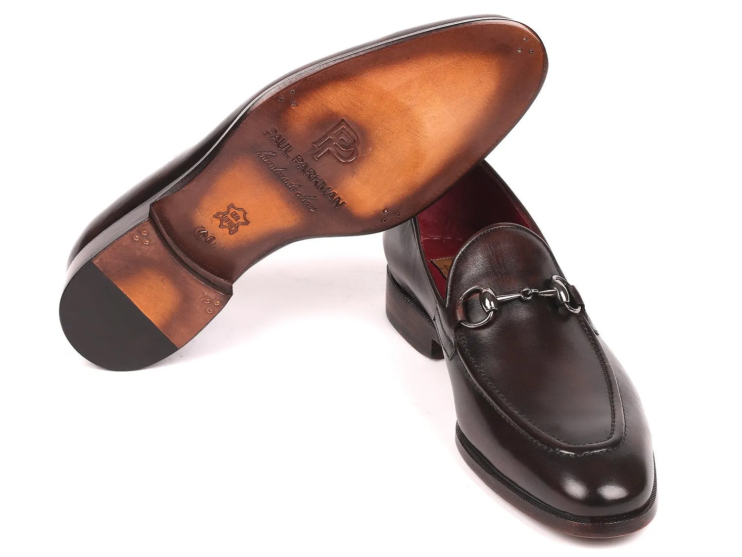 Paul Parkman Chaussures Paul Parkman Mocassins à mors pour hommes en marron foncé