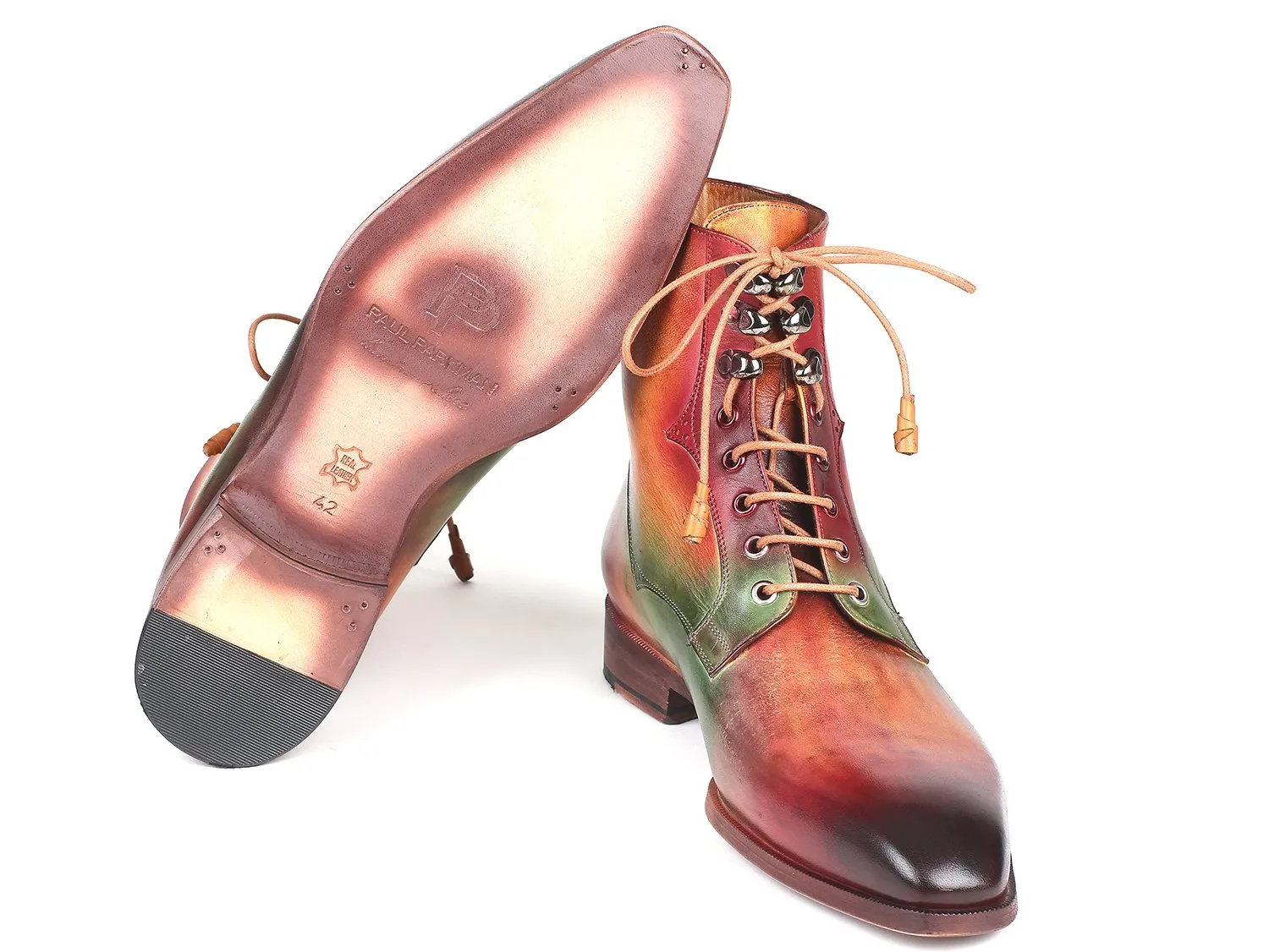 Paul Parkman Chaussures Bottes en cuir pour hommes Paul Parkman en vert, camel et bordeaux