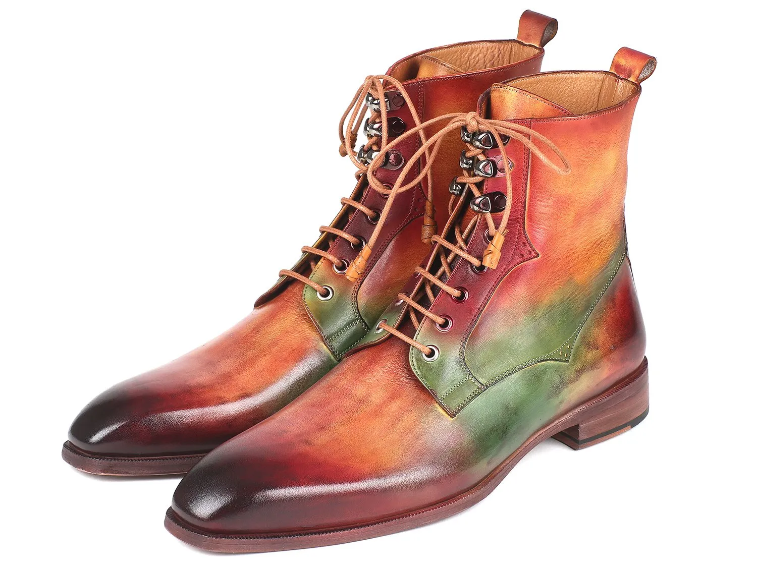 Paul Parkman Chaussures Bottes en cuir pour hommes Paul Parkman en vert, camel et bordeaux