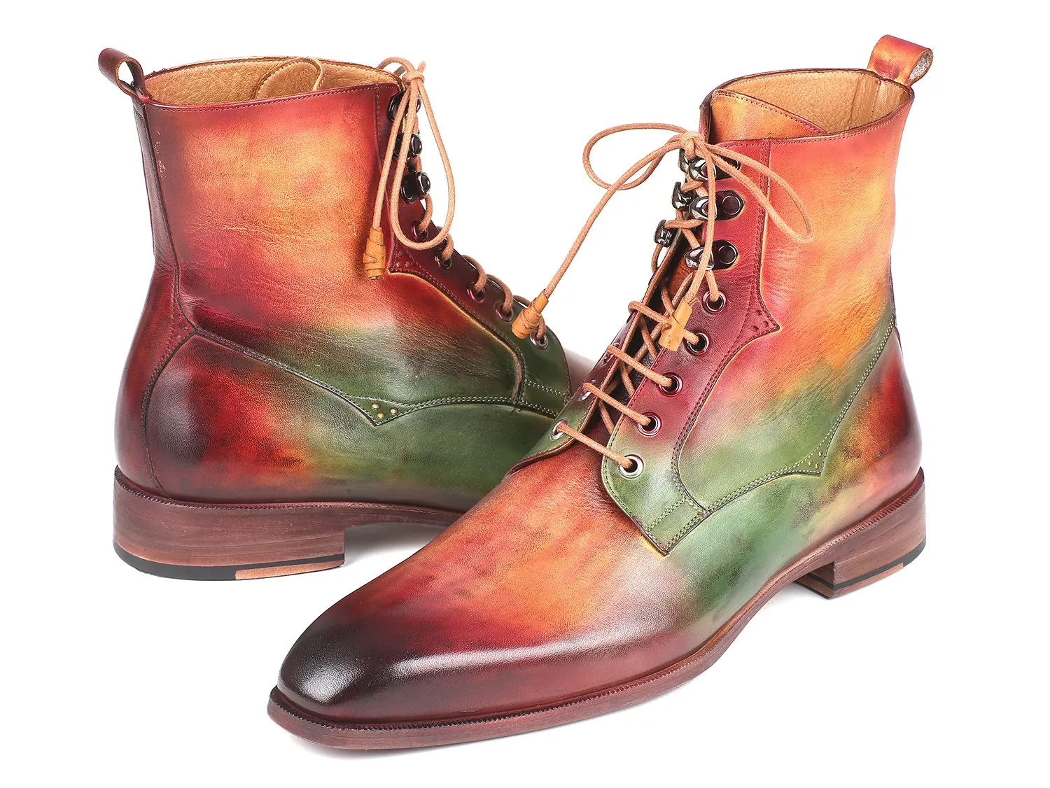 Paul Parkman Chaussures Bottes en cuir pour hommes Paul Parkman en vert, camel et bordeaux