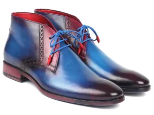 Paul Parkman Shoes Paul Parkman Men's Leather Chukka Boots in Blue & Purple