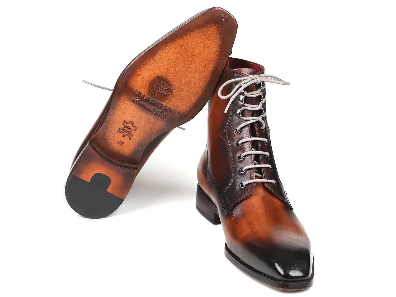 Paul Parkman Chaussures Bottes à lacets en cuir pour hommes Paul Parkman Brun Verni