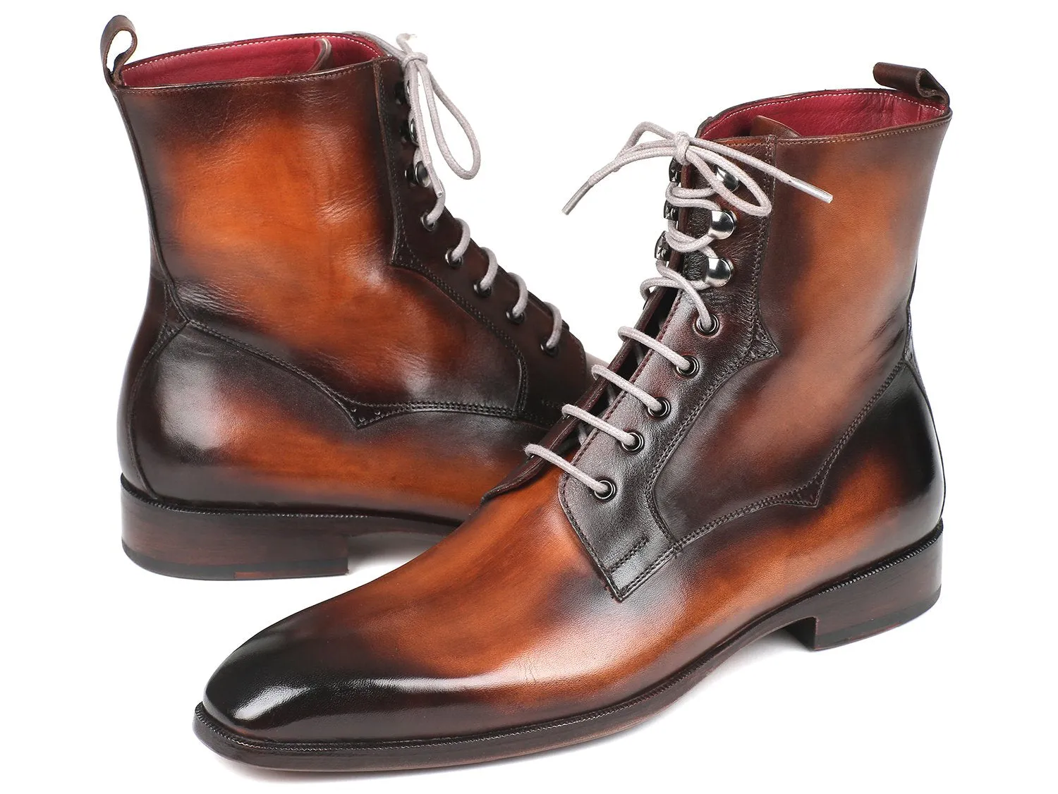 Paul Parkman Chaussures Bottes à lacets en cuir pour hommes Paul Parkman Brun Verni