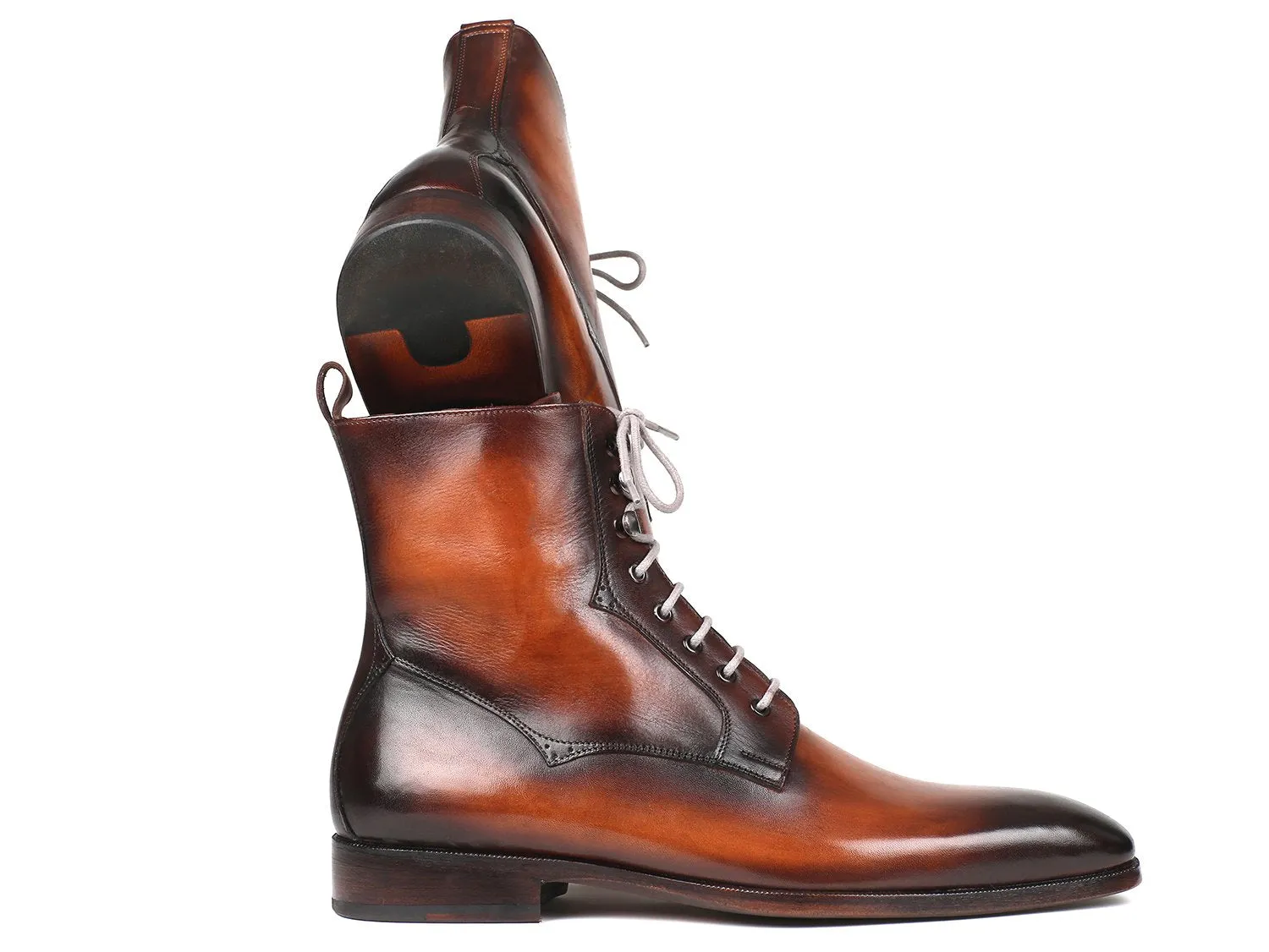 Paul Parkman Chaussures Bottes à lacets en cuir pour hommes Paul Parkman Brun Verni