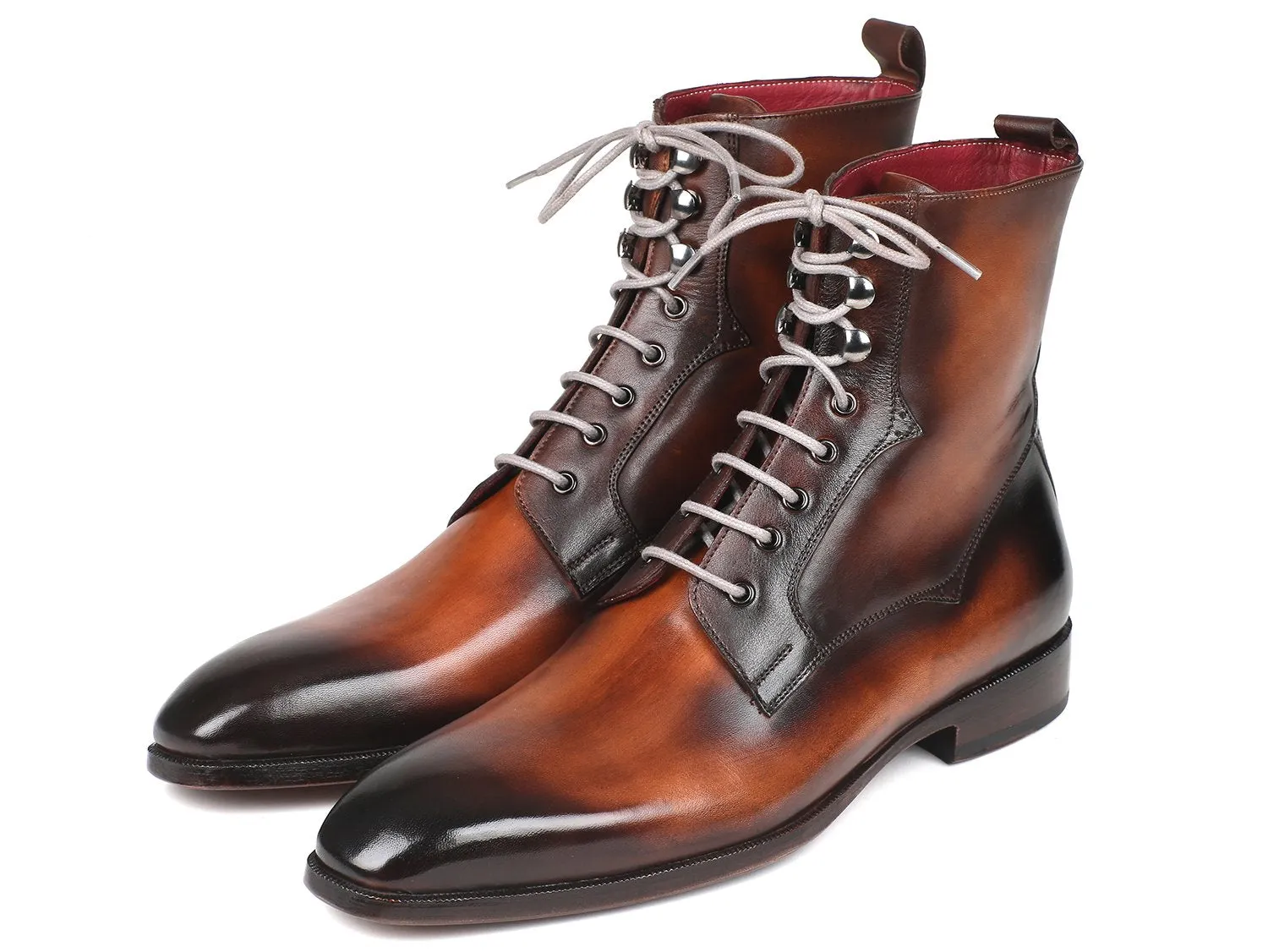 Paul Parkman Chaussures Bottes à lacets en cuir pour hommes Paul Parkman Brun Verni