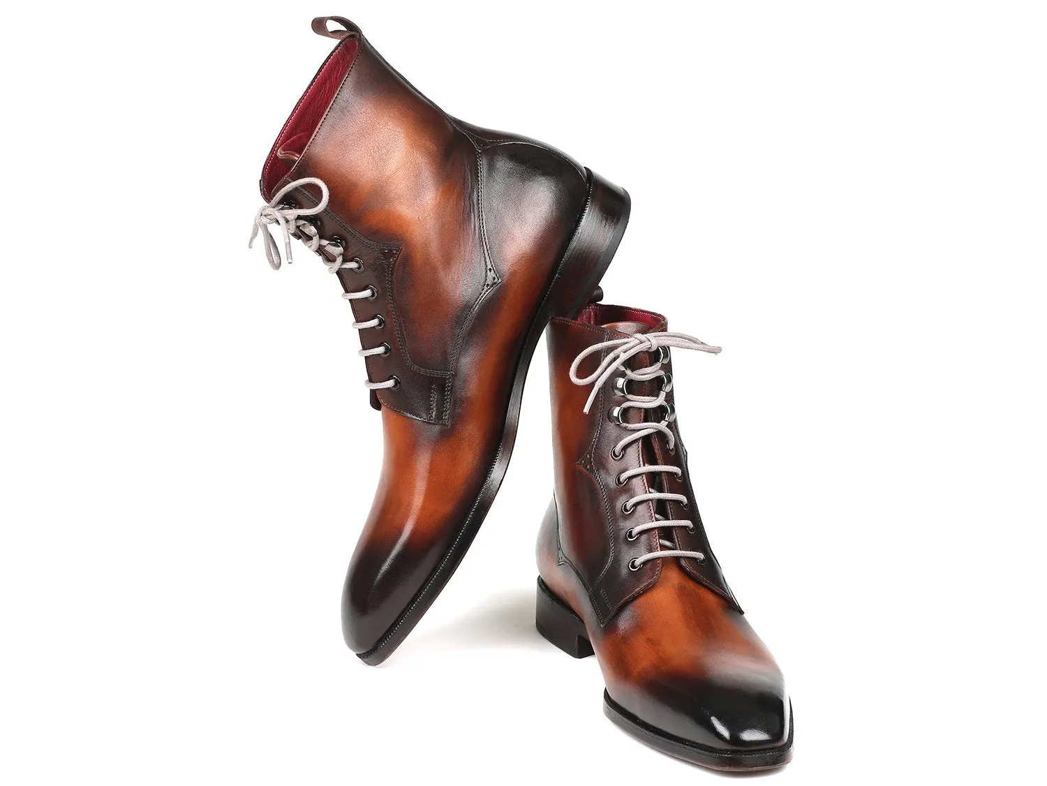 Paul Parkman Chaussures Bottes à lacets en cuir pour hommes Paul Parkman Brun Verni