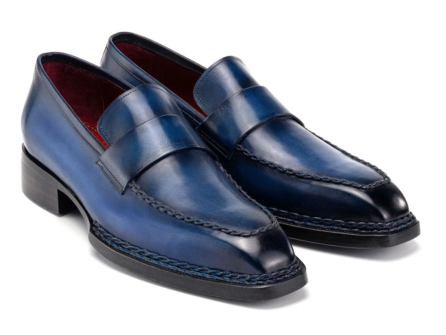 Paul Parkman Chaussures Paul Parkman Mocassins à Couture Norvégienne pour Hommes en Patine Bleue