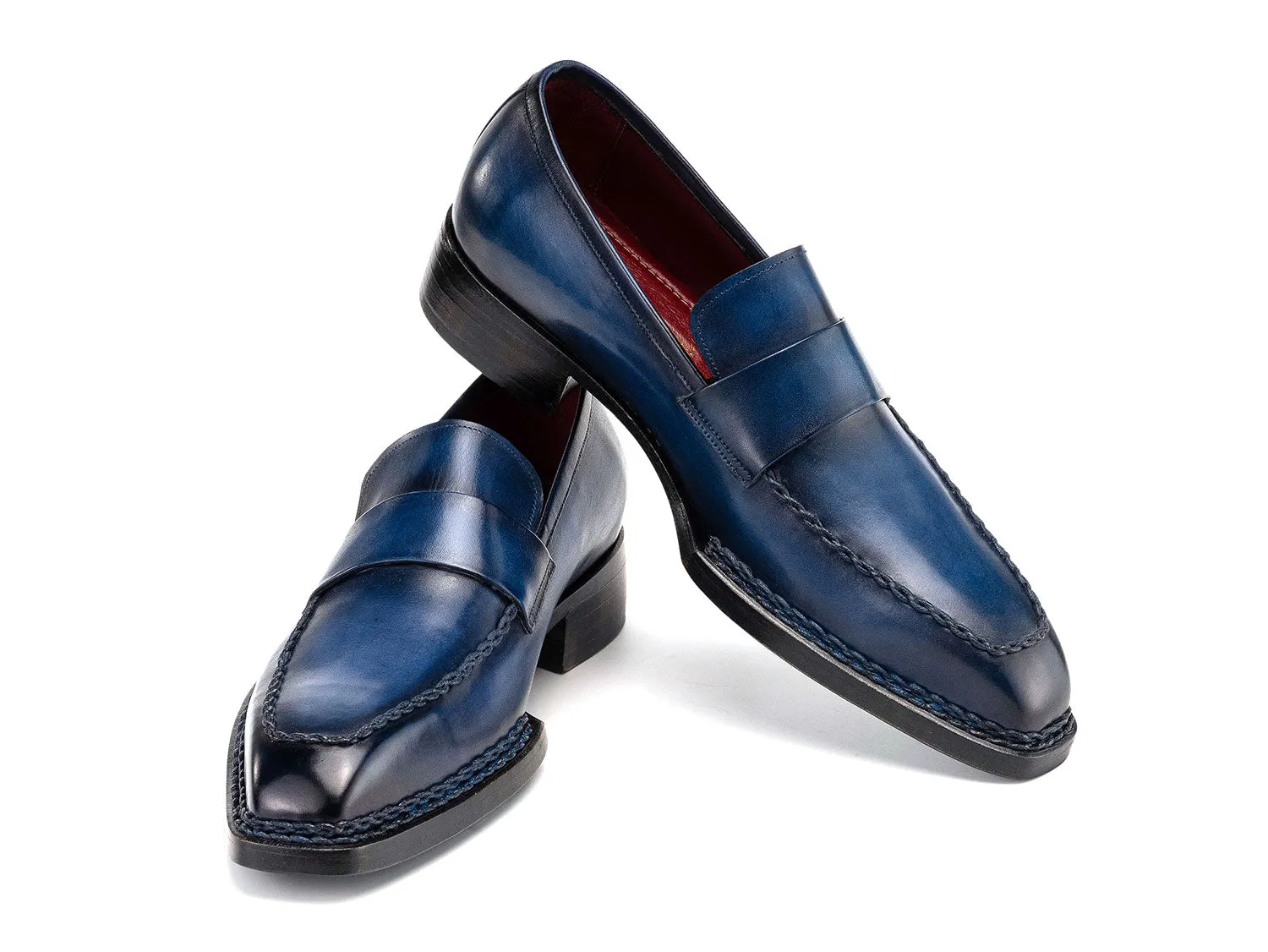 Paul Parkman Chaussures Paul Parkman Mocassins à Couture Norvégienne pour Hommes en Patine Bleue