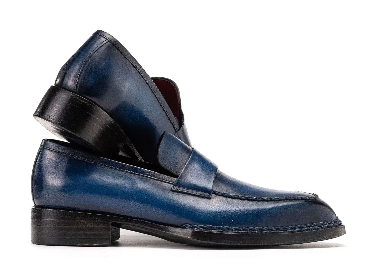 Paul Parkman Chaussures Paul Parkman Mocassins à Couture Norvégienne pour Hommes en Patine Bleue