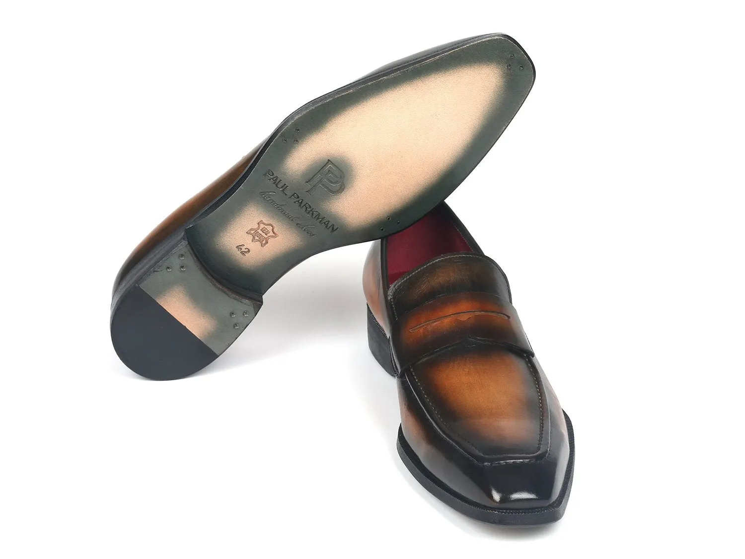 Paul Parkman Chaussures Paul Parkman Mocassins à pièce pour hommes en marron olive
