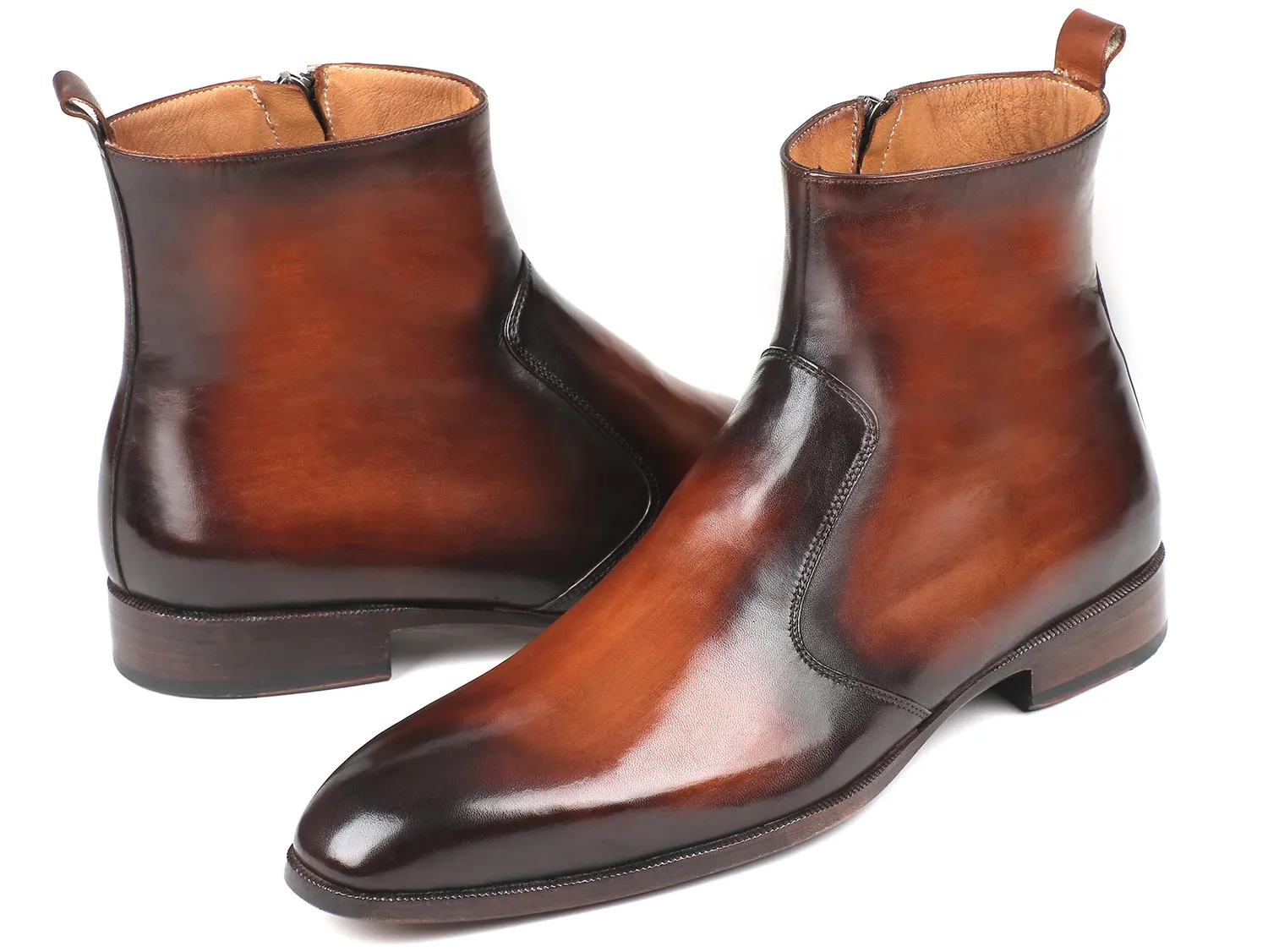 Paul Parkman Chaussures Bottes en cuir pour hommes avec fermeture éclair latérale en brun brossé