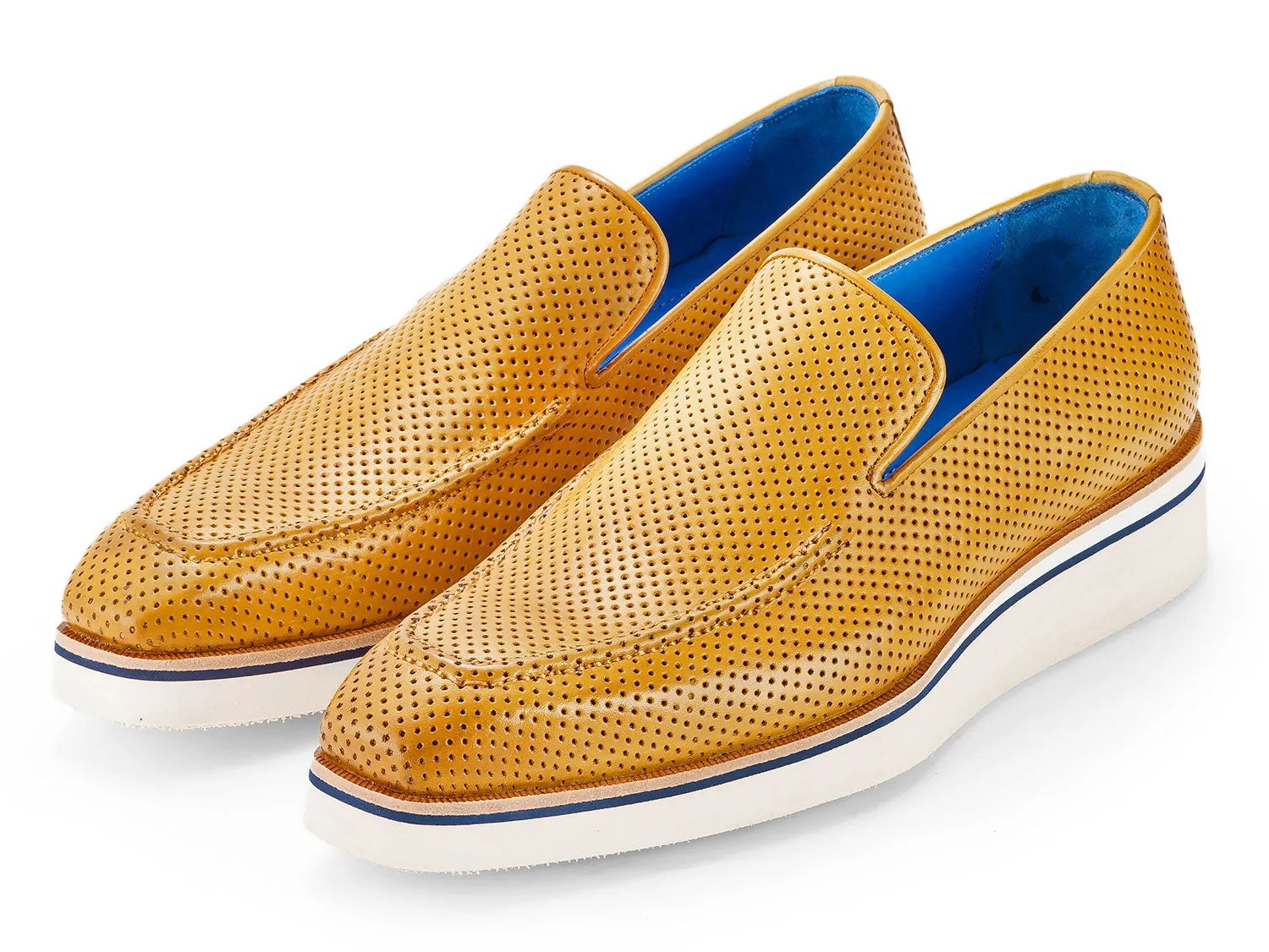 Paul Parkman Chaussures Paul Parkman Mocassins en cuir perforé décontracté élégant pour hommes en beige