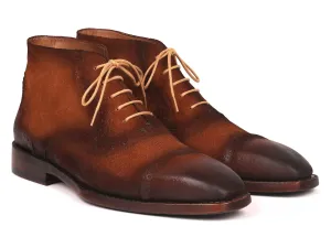 Paul Parkman Shoes Paul Parkman Men's Suede Cap Toe Ankle Boots in Antique Brown