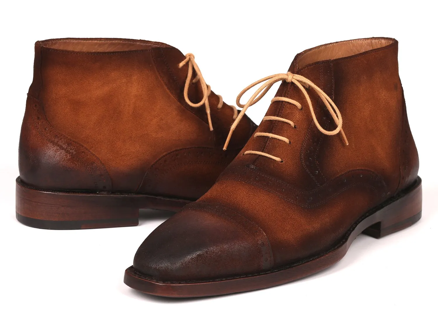 Paul Parkman Chaussures Bottines à embout capitonné en daim pour homme Paul Parkman marron antique
